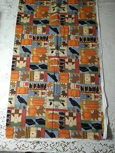 Scarecrow Raven Crow Pumpkin Quilt Block Pattern Fabric Leslie Beck Fall BTHY - Picture 1 of 4