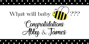 18"x36" What Will Baby Bee Personalized Gender Reveal Party Banner - Picture 1 of 1