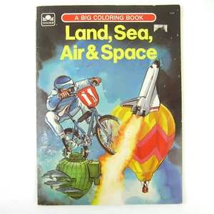 Land Sea Air Space Coloring Book Vintage 1988 Golden Big Coloring Book 56 pages - Picture 1 of 24