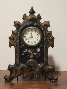 Antique Cast Iron Face Mantle Clock - Picture 1 of 12