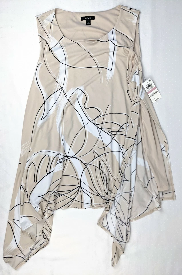 Alfani Womens Beige Printed Long TNA Tunic Top Blouse Plus 1x BHFO 8021
