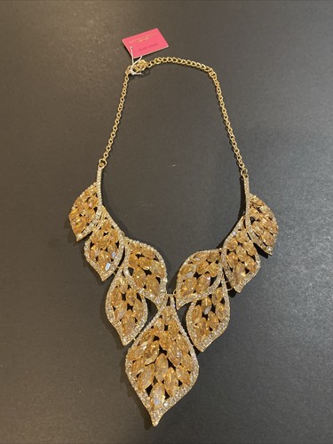 VETEMENTS Collana Christian Siriano Statement Champagne Foglie Strass