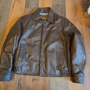 VTG Reed Genuine Leather Jacket - Softshell - Aviator - Brown - Mens Medium - Picture 1 of 8