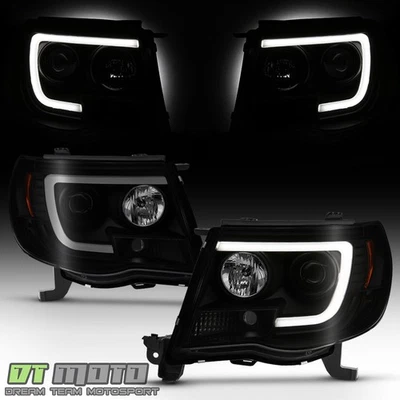 Juego de faros proyectores halo tubo LED humo negro para Toyota Tacoma 2005-2011 Foto 1 de 4