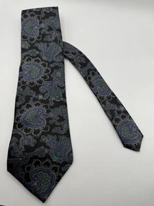 Corbata Burt Pulitzer Hombre Negro Paisley Seda Hecha en EE. UU. - Imagen 1 de 2