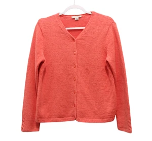 Pendleton Cardigan Sweater Medium Chunky Knit Pink Coral Stretch Preppy Classic - Picture 1 of 11