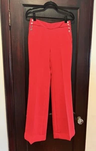 WHITE HOUSE BLACK MARKET Fashion Flare Vibrant Red Lined Trouser Sz 4L - Picture 1 of 7
