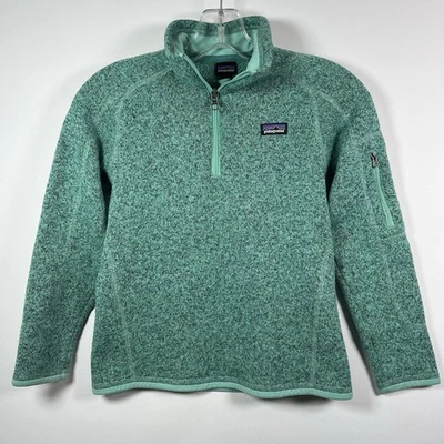 Patagonia Girls Better Sweater 1/4 zip Fleece Heather Green Size YM Medium 10. M - Image 1 of 4