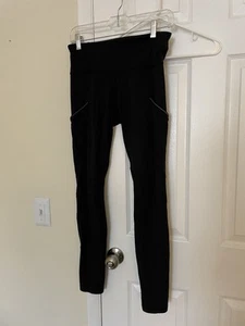 Leggings donna Lululemon nero lunghezza intera donna taglia 4 tasche alto spreco - Foto 1 di 10