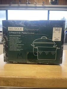 NIB Belgique Professional Stainless Steel 8 Quart 3 Piece Pasta Cooker Vintage - Picture 1 of 4