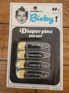 Vtg Baby Diaper Binky! Brand Sani Safe Yellow Safety Pins Cloth NOS Made in USA - Picture 1 of 4