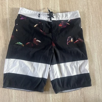 Vans Board Shorts Youth Size 28 / 16 Fighting Fish Stripes Hawaii Surfer Shorts - Image 1 of 4