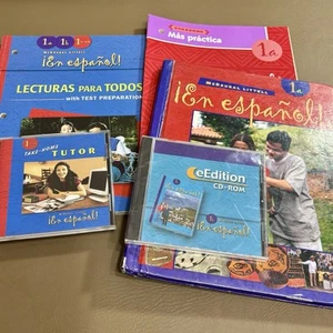 Lot of 7 Learn to Speak Spanish, 2 Text Books, 2 Work Books, one CD, one CD-ROM - Picture 1 of 8