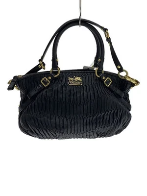COACH Sophia Satchel Parchment Madison Gathered Leather BLK - Image 1 of 4