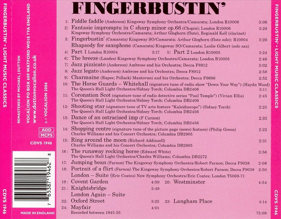 VARIOUS ARTISTS FINGERBUSTIN': LIGHT MUSIC CLASSICS NEW CD - Image 1 of 1