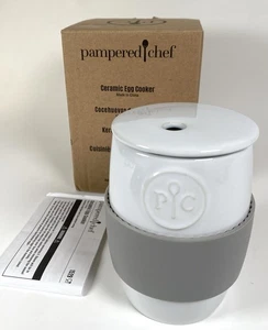 Pampered Chef Ceramic Microwave Egg Cooker with Silicone Sleeve #1529 - OPEN BOX - Picture 1 of 3