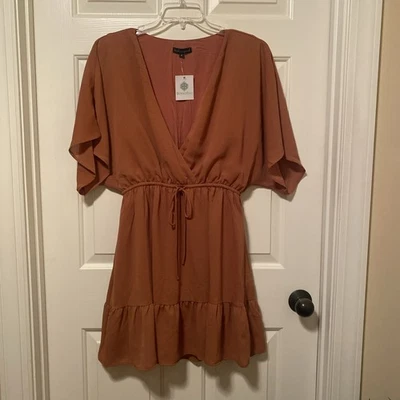 Vestido Wishlist Apparel Cove para mujer talla M jengibre con volantes mangas aleteadas boho Foto 1 de 4