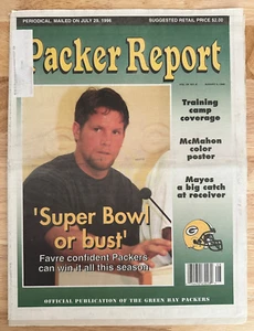 Green Bay Packers 8/3/1996 PACKER REPORT - Brett Favre, Jim McMahon poster - Picture 1 of 4