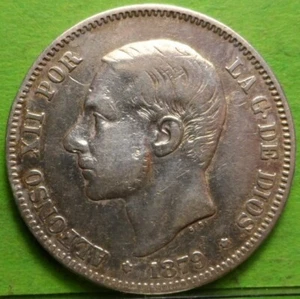 ALFONSO XII, 2 Pesetas, 1879 *(18-79), Ag - Bild 1 von 2