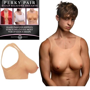 Perky D-Cup Wearable Silicone Breasts Fake Prosthetic D Size Boobs Drag Queen - Picture 1 of 6