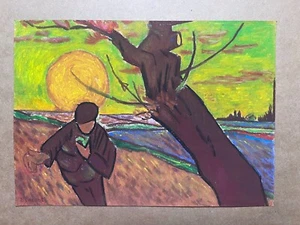Vincent Van Gogh Dibujo sobre papel (Hecho a mano) firmado y estampado arte multimedia mixta. - Imagen 1 de 5