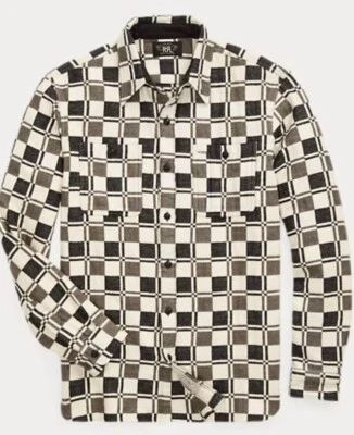 RRL RALPH LAUREN Plaid Brushed Jacquard Work Shirt Size Medium Cotton  RRP £340 - Image 1 of 4