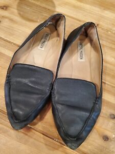Steve Madden Black Leather Loafers Shoes Flats Pointed Toe Size 8