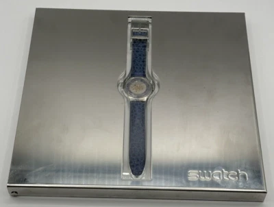Swatch Tresor Magique SAZ101 Automatic Blue Silver Platinum Leather Mens Watch - Image 1 of 4