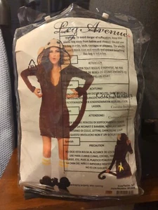Leg Avenue Halloween Brown Hooded Zipper Front Dress Cozy W/Monkey Tail * S/P - Picture 1 of 5