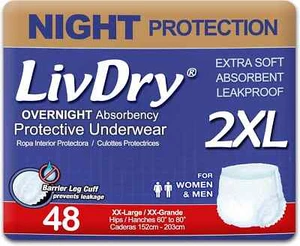 Ropa interior protectora LivDry Overnight XXL talla 48ct (249) - Imagen 1 de 7