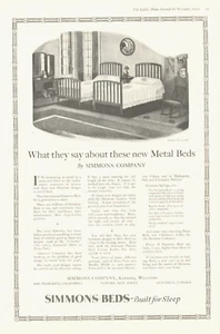 1919 SIMMONS BEDS metal furniture antique PRINT AD bedroom furniture sleep - Picture 1 of 1