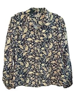 LL Bean Damen blau Blumen Cord Knopfleiste L/S Top 100% Baumwolle Gr. XL (Maas) - Bild 1 von 2