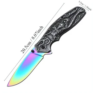 Wolf Handle Compact EDC Pocket Knife - Non-Slip, Carabiner Clip, Perfect Gift - Picture 1 of 11
