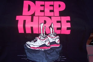 *NEW* Nike Air Jordan Retro 3 DEEP THREE Black Fire Red Cement Men's T-Shirt XL - Picture 1 of 6
