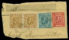 ICELAND NUMERAL CANCEL #96 multiple strikes on 3,10,20aur Two Kings on piece