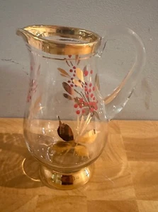 Jarra de vidrio con diseño floral dorado dorado para leche/crema - Imagen 1 de 4