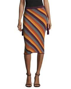 RONNY KOBO Damen Ashlie Ösen & Streifen Midirock Größe SMALL  - Bild 1 von 2