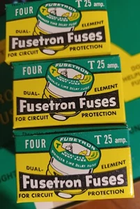 FUSETRON TYPE T 25 AMP DUAL ELEMENT, 3 Boxes Total 12 Fuses - Picture 1 of 5