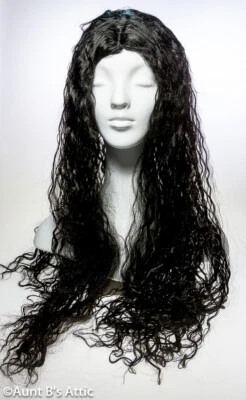 Wig Ladies Sepia 30" Long Black Wavy Witch Synthetic Hair Middle Part Wig - Image 1 of 3