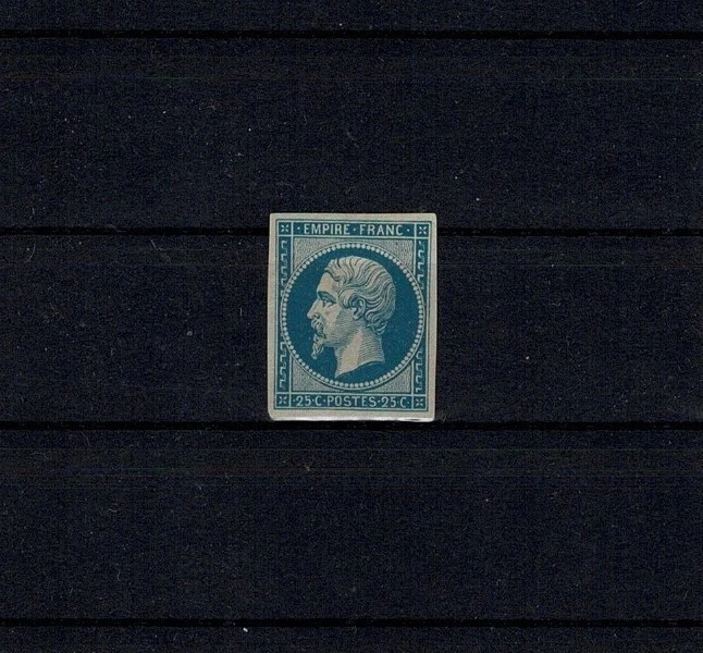 FRANCE STAMP YVERT 15c SCOTT 17c " EMPEROR NAPOLEON 25c BLUE 1862 " MH VF X9131 - Image 1 of 1