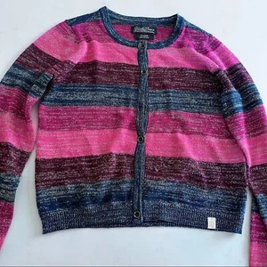 Lucky Brand girls striped metallic thread cardigan sweater size 7 - Picture 1 of 7