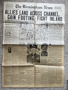 6. Juni 1944 - Tuscaloosa News & Birmingham News - Original Titelseite - Normandie - Bild 1 von 4