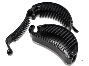 6 Black Plastic Banana Clips Hair Claw Ponytail Holder 75X23mm for DIY Craft - Photo 1 sur 6