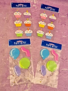 LOTE de 4 globos de cupcakes de fiesta de cumpleaños para álbumes de recortes adornos - Imagen 1 de 3