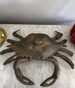 Vintage Extra Large Brass Crab Figure - Picture 1 of 12