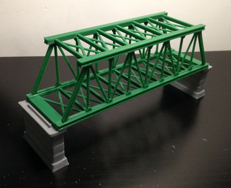 Outland Models Railroad Truss Bridge Green (for Double Track) with Piers Z Scale - Image 1 of 1