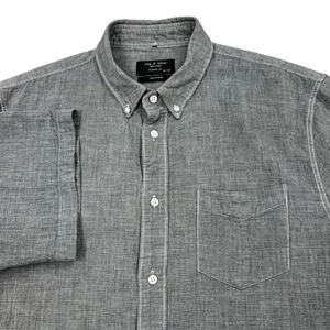 Rag & Bone Shirt Mens XL Gray Classic Fit Short Sleeve Button Down Casual - Picture 1 of 7