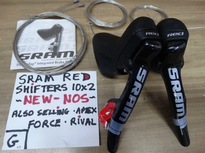 NEW + NOS SRAM RED PAIR OF SHIFTERS  10 x 2 Speed   +  NEW       (G) - Image 1 of 4