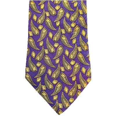 Corbata vintage VALENTINO Giovanni para hombre Italia 100 % seda hecha a mano cachemira púrpura Foto 1 de 4