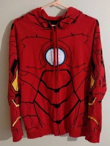 Mad Engine Marvel Iron Man Adult Hoodie Full Zip Embroidered Bright Red Size Med - Picture 1 of 6